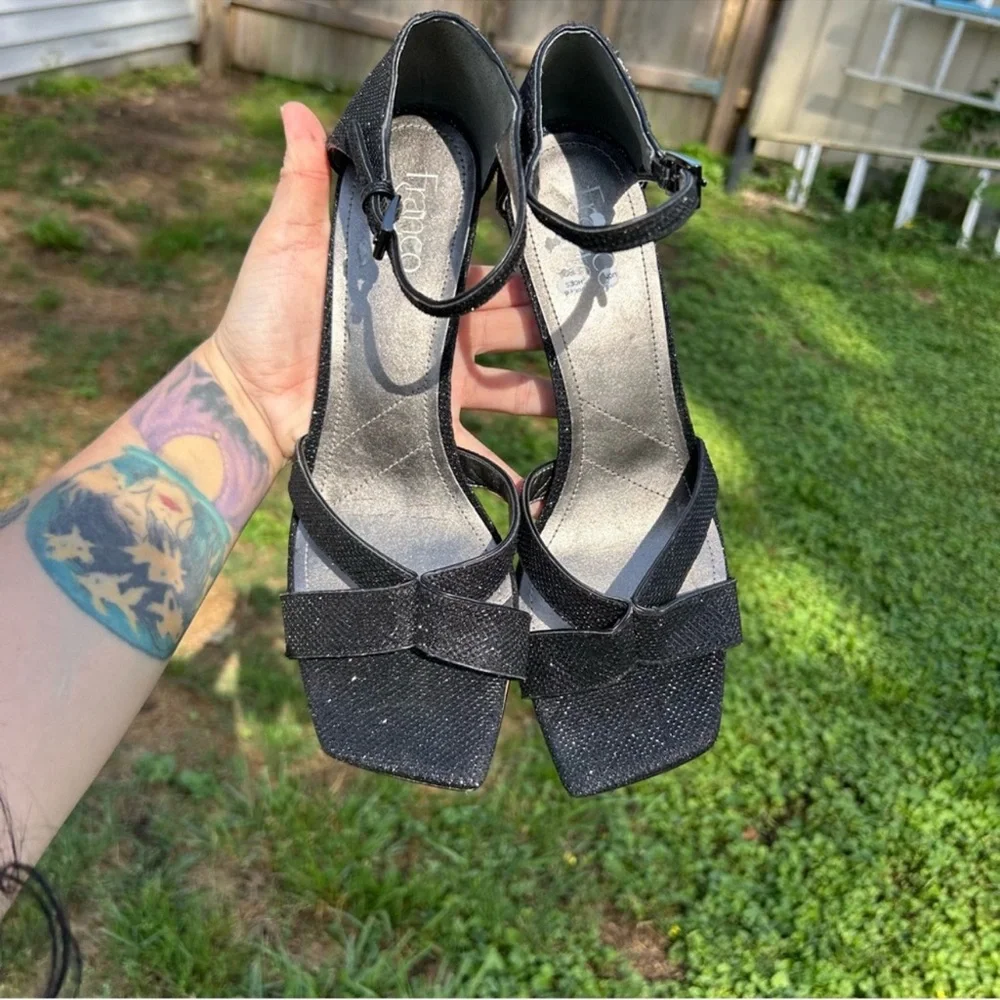FRANCO SARTO RANIA Womens High Heels Sandals Glitter Pumps black size 10 wedding